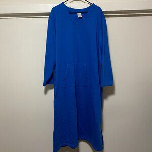 Blair royal blue long sleeve, cuddly long robe w/center hand pouch, size 3X